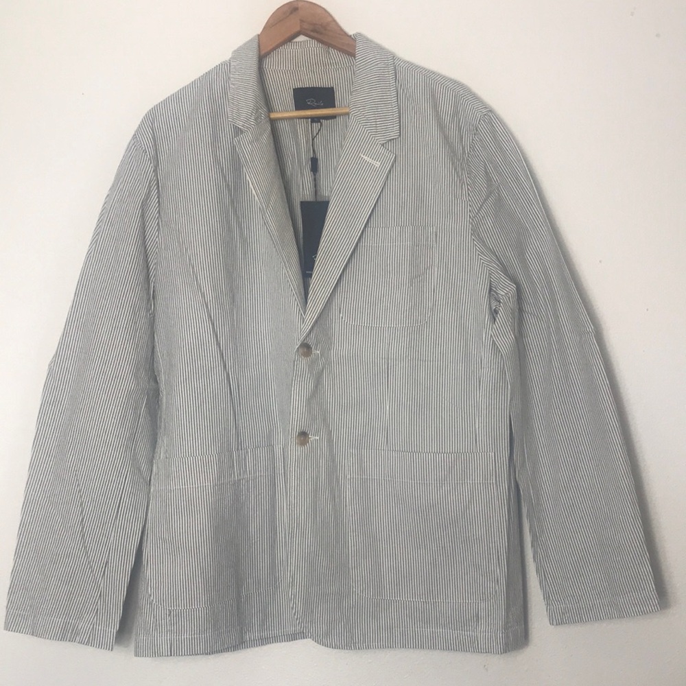Rails jacket navy seersucker suit jacket, buttons, pockets, 100% cotton,…
